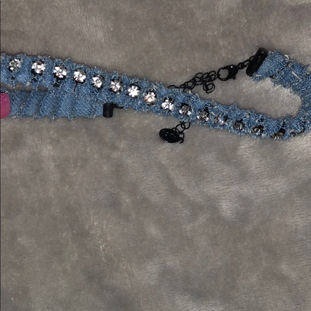 Studded denim chocker